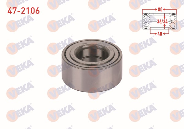 VEKA 47-2106 | On Tekerlek Rulmanı Sol-Sağ 40X80x36 / 34 Hyundai Sonata II 2.0İ 1994-1998 / Sonata V 2.0İ-2.0 CRDI 2005-2010 / Tucson 2.0 CRDI 2004-2010 / Sportage 2.0-2.0 CRDI 2004-2010