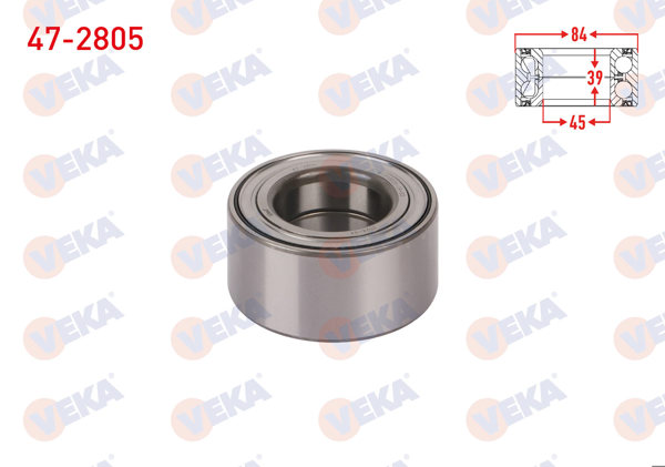 VEKA 47-2805 | On Tekerlek Rulmanı Sol-Sağ ABS li 45X39x84 Mercedes A Serisi (W169) 2004-2012 / B Serisi (W245) 2005-2011