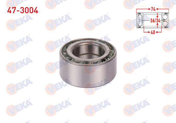 VEKA 47-3004 | On Tekerlek Rulmanı Sol-Sağ 40X74x36 / 34 Mitsubishi Carisma 1995-2006 / Colt IV 1992-1996 / Colt V 1995-2003 / Lancer V 1992-1996 / Lancer VI 1996-2003