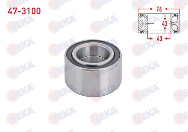 VEKA 47-3100 | On Tekerlek Rulmanı Sol-Sağ 43X76x43 Nissan Primera 1.6İ-18İ 16V-2.0İ 16V 2002-/ Primera 2.2 DCI 2002-/ X-Traıl 2.0İ-2.2 Dı 2001-2007