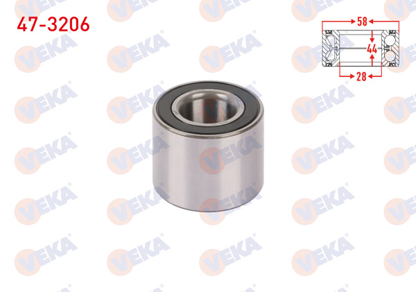 VEKA 47-3206 | Arka Tekerlek Rulmanı Sol-Sağ 28X58x44 Opel Corsa D 1.3 CDTI 2006-2014 / Agila B 1.2-1.3 CDTI 2007-/ Suzuki Splash 1.0İ-1.2İ 2008-/ Swift III 1.3İ-1.5İ 2005-2010