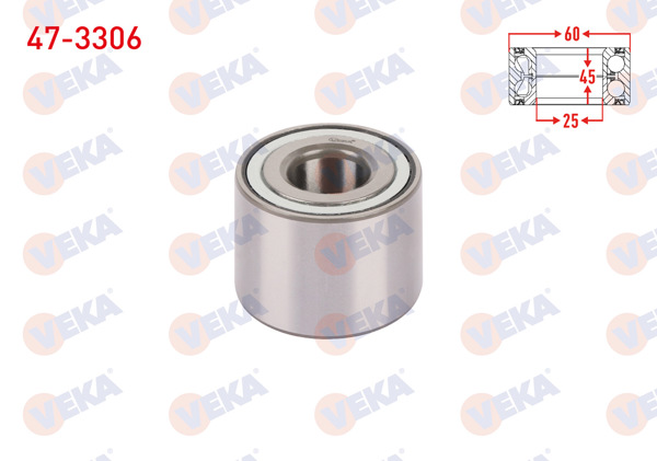 VEKA 47-3306 | Arka Tekerlek Rulmanı Sol-Sağ 25X60x45 Peugeot 307 1.4-1.4 HDI-1.6-1.6 HDI-2.0İ-2.0 HDI 2000-2007 / Citroen C4 1.4-1.4 HDI-1.6-1.6 HDI-2.0 2004-2009