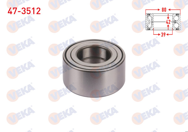 VEKA 47-3512 | On Tekerlek Rulmanı Sol-Sağ ABS'li 42X80x39 Renault Fluence 1.5 DCI-1.6 2012-/ Megane III 1.5 DCI-1.6İ 16V 2008-2015 / Scenic III 1.5 DCI 2009-/ Dacia Duster 1.5 DCI-1.6 16V 2010 -