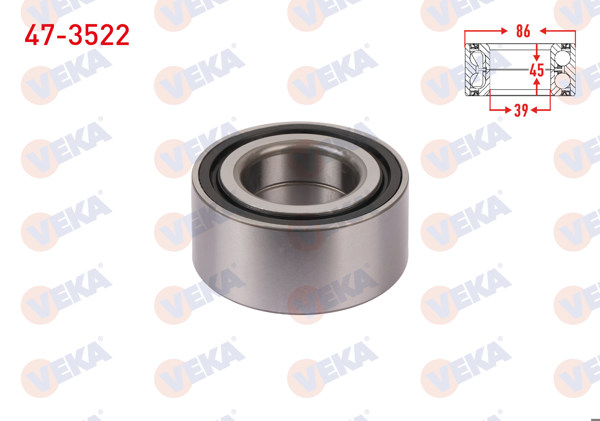 VEKA 47-3522 | On Tekerlek Rulmanı Sol-Sağ ABS Okuyuculu 45X86x39 Renault Traffic II 1.9 DCI-2.0 DCI 2001-2014 / Opel Vivaro 1.9 CDTI-2.0 CDTI 2002-2014