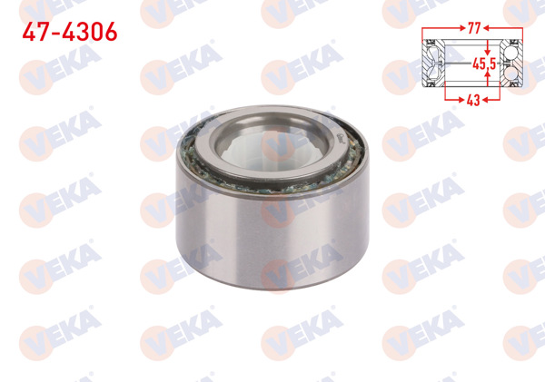 VEKA 47-4306 | On Tekerlek Rulmanı Sol-Sağ 43X77x45,5 Toyota Hı-Lux VII Pick-Up 2.5 D-4D 2010 -