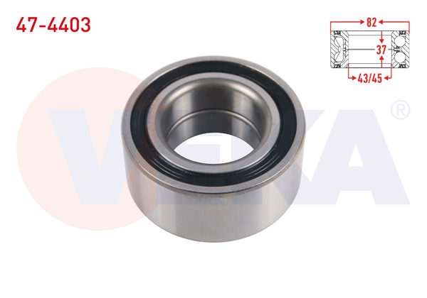 VEKA 47-4403 | On Tekerlek Rulmanı Sol-Sağ 43 / 45X82x37 Passat 1.9 TDI-1.8 1996-2005 / Audi A4 1.8 T 1994-2001 / Audi A6 1.9 TDI-2.0-1.8 T 1994-2004 / Skoda Superb 1.9 TDI-1.8 T 2002-2010