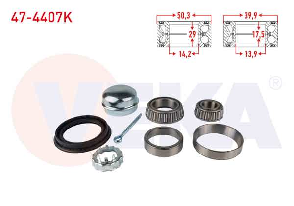 VEKA 47-4407K | Arka Tekerlek Rulman Kiti Sol-Sağ Polo 1.6İ 1994-1999 / Caddy 1.9 TDI 1995-2004 / Golf II-III 1.6İ 1983-1999 / Favorit 136 1.3 1989-1994 / Cordoba 1.6 1999-2002 / Corsa 1.4İ 16V 1993-2000 / Audi 80 1.6 1978-1986