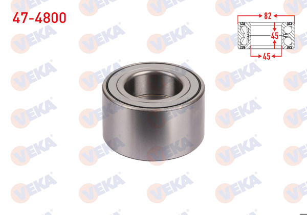 VEKA 47-4800 | Arka Tekerlek Rulmanı Sol-Sağ 45X82x45 Ssangyong Actyon I 2.0 Xdı 2005-2012 / Actyon Sports II 2.0 Xdı 2012-/ Kyron 2.0 Xdı 2005-2011 / Rexton 2.7 Xdı 2004-/ Rodıus I 2.7 Xdı 2005-2013