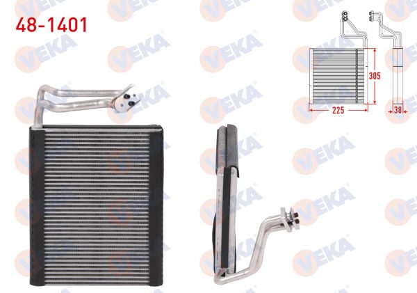 VEKA 48-1401 | Klima Evaporatoru Borulu 225X305x38 BMW 3 (F30) 2013-2018 / 1 (F20) 2011-2019 / 2 (F22) 2013-2018 / 4 (F36) 2013-2019