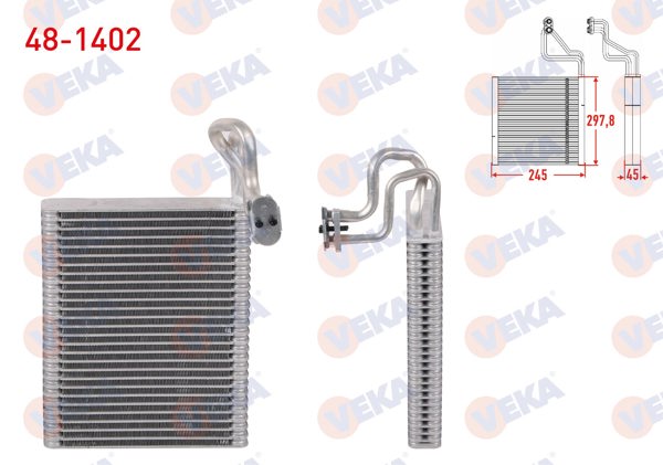 VEKA 48-1402 | Klima Evaporatoru Borulu 297,8X245x45 BMW X5 (E70) 2006-2013 / X5 (F15) 2013-2018 / X6 (E71) 2009-2014 / X6 (F16) 2014-2019