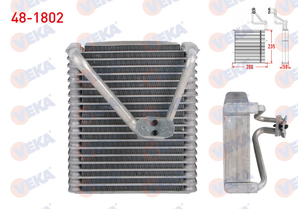 VEKA 48-1802 | Klima Evaporatoru Borulu 235X200x58 Fiat Doblo (119,223) 1.3 Mjt-1.9 Mjt-1.4 2001-2010