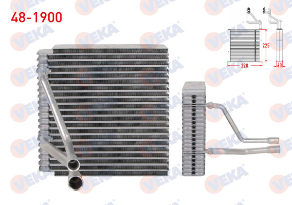 VEKA 48-1900 | Klima Evaporatoru Borulu 225X228x60 Ford Fiesta 1.25İ-1.3-1.4İ 16V-1.6İ 16V-1.6 TDCI 2001-2008 / Fusion (1.4 TDCI-1.6 TDCI 2002-2010