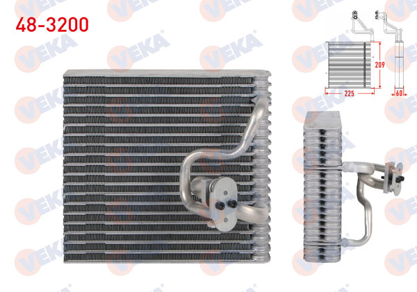VEKA 48-3200 | Klima Evaporatoru Borulu 209X225x60 Opel Corsa C 1.3 CDTI 1.7 CDTI-1.4 2000-2006 / Combo C 1.4-1.6-1.7D 2001-2006