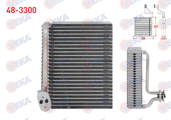 VEKA 48-3300 | Klima Evaporatoru Borulu 259X200x65 Peugeot 206 (2A / C) 1.4İ 16V-1.6İ 16V-1.6 HDI 1998-2006