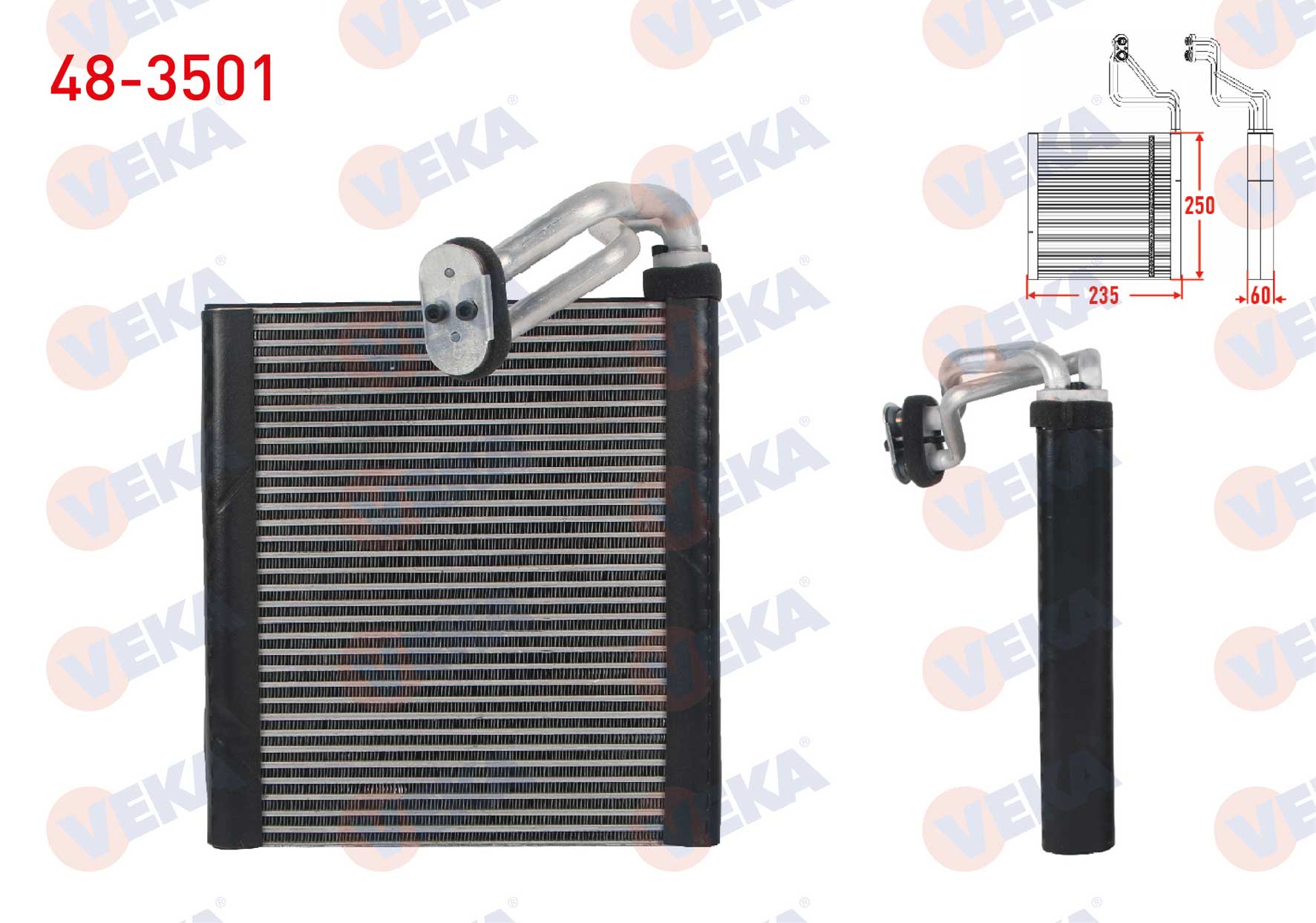VEKA 48-3501 | Klima Evaporatoru Borulu 250X235x38 Renault Fluence 1.6 16V-1.5 DCI 2011-2016 / Megane III 1.6 16V-1.5 DCI 2011-2016