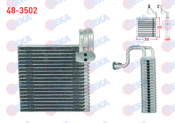 VEKA 48-3502 | Klima Evaporatoru Borulu 225X210x60 Renault Modus 1.5 DCI 2004-/ Dacia Duster 1.5 DCI-1.6 16V 2010-/ Logan 1.5 DCI 2004-2012 / Sandero 1.5 DCI 2008-2013 / Nissan Micra 1.4İ 16V 2003-2010