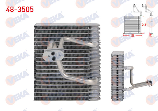 VEKA 48-3505 | Klima Evaporatoru Borulu 243X205x72 Renault Megane I 1.4İ 16V-1.6İ 16V-1.8 16V-2.0İ 1996-2003 / Scenic I 1.4İ 16V-1.9 DCI 1999-2003