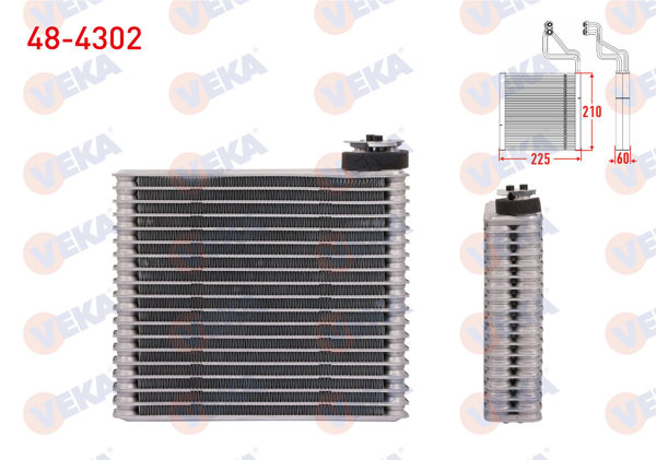 VEKA 48-4302 | Klima Evaporatoru Borusuz 255X218x58 Toyota Yaris (_P1_) 1.0-1.3 1999-2005
