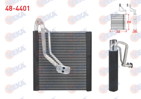 VEKA 48-4401 | Klima Evaporatoru Borulu 250X245x38 VW Golf VII 12-/ Passat 14-/ Tiguan-T-Roc 16-/ Audi A3 12-/ Q2-Q3 16-/ Seat Leon 12-/ Ateca 16-/ Skoda Octavia III 12-/ Superb III-Kodiaq-Karoq 15 -