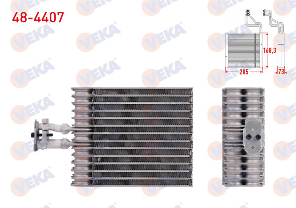 VEKA 48-4407 | Klima Evaporatoru Borulu (Arka) 205X168,3X73 VW Transporter Caravelle T5, T6 2003-2022 / Sharan 2010-2020 / Seat Alhambra 2010-2022