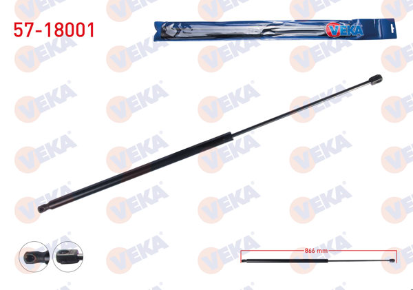 VEKA 57-18001 | Bagaj Amortisörü 866mm / 430N Fiat Doblo (119,123) 2005-2010 | 2 Adet