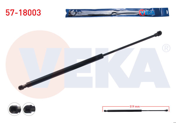 VEKA 57-18003 | Bagaj Amortisörü 519mm / 570N Fiat Palio Weekend 1996-2005 | 2 Adet