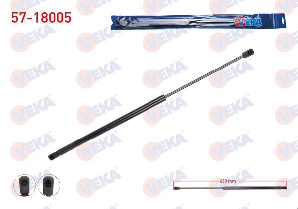 VEKA 57-18005 | Bagaj Amortisörü 600mm / 670N Citroen Nemo 2007-/ Fiat Fiorino (225) 2007-/ Peugeot Bipper (Aa) 2008-| 2 Adet