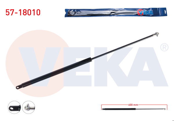 VEKA 57-18010 | Bagaj Amortisörü 600mm / 300N Tek Mafsal Fiat Kartal 1989-1992 | 2 Adet