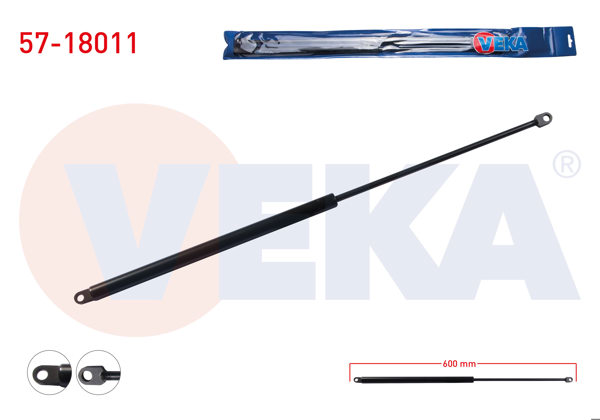 VEKA 57-18011 | Bagaj Amortisörü 600mm / 300N Çift Delik Fiat Kartal 1985-1988 | 2 Adet