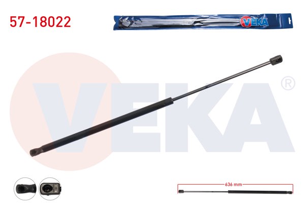 VEKA 57-18022 | Bagaj Amortisörü 636mm / 340N Fiat Egea Hb 2015-| 2 Adet