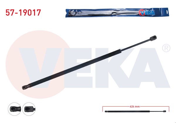 VEKA 57-19017 | Bagaj Amortisörü 624mm / 575N Ford Fiesta V 3 Kapı 2001-2008 | 2 Adet