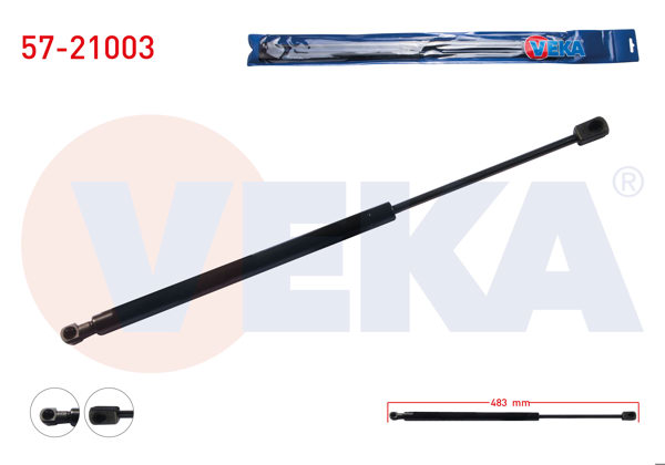 VEKA 57-21003 | Bagaj Amortisörü 483mm / 370N Hyundai Getz (Tb) 2002-2008 | 2 Adet