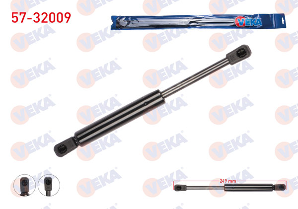VEKA 57-32009 | Motor Kaput Amortisörü 249mm / 850N Opel Vectra B 1995-2003 | 2 Adet