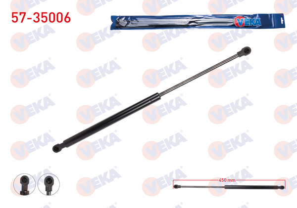 VEKA 57-35006 | Bagaj Amortisörü 450mm / 385N Renault Clio III (Br0 / 1,Cr0 / 1) 2005-2012 | 2 Adet