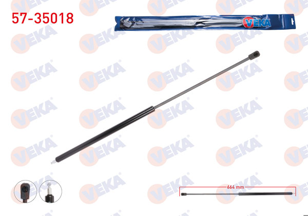 VEKA 57-35018 | Motor Kaput Amortisörü 646mm / 315N Renault Megane III (Bz0) 1.5 DCI 2008-2015 | 2 Adet