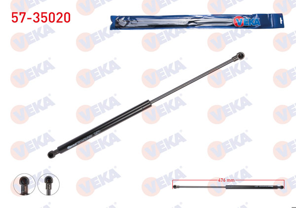 VEKA 57-35020 | Bagaj Amortisörü 476mm / 620N Renault Captur 2013-| 2 Adet