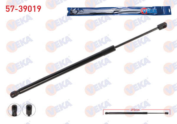 VEKA 57-39019 | Bagaj Amortisörü 522mm / 590N Skoda Rapid (Nh3, Nk3, Nk6) 2012-| 2 Adet