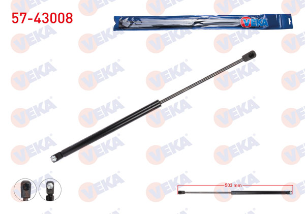 VEKA 57-43008 | Bagaj Amortisörü 503mm / 245N Toyota Yaris (_Cp10) 1999-2005 | 2 Adet