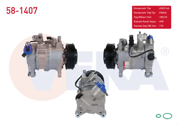 VEKA 58-1407 | Klima Kompresörü 6Pk 110mm BMW 3 Serisi (F30) 320 D-320 D Xdrive-320 İ-328 İ-2011-/ 4 Serisi (F32) 428 İ-428 İ Xdrive 2013-/ 2 Serisi (F22,F87) 220 D 2013-/ 1 Serisi (F20,F21) 120 D 2010 -