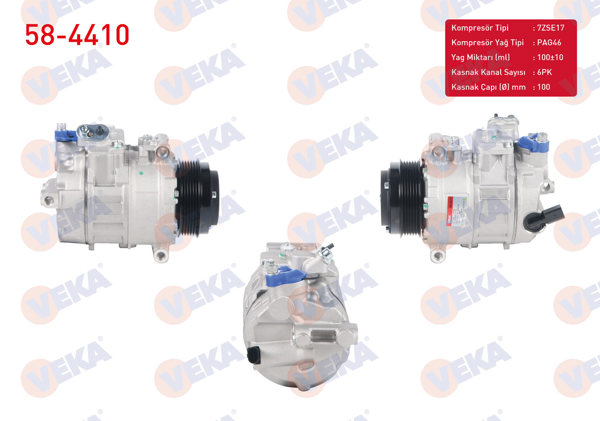 VEKA 58-4410 | Klima Kompresörü 6Pk 100mm Volkswagen Crafter 2.0 TDI 2011 -