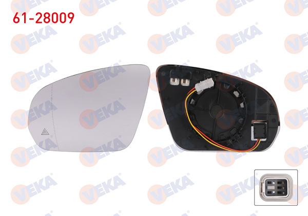 VEKA 61-28009 | Ayna Camı Sol Isıtmalı Sensörlü Asferık Mercedes (W222, W205, S205)