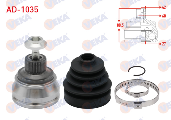 VEKA AD-1035 | Aks Kafası Sol-Sağ On Dıs Audi A4 (8K2,B8) 1.8 TFSI 42X27x60 Uzunluk 88,5mm 2007-2015