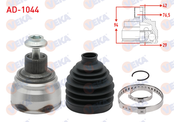 VEKA AD-1044 | Aks Kafası Sol-Sağ On Dıs Audi A4 (8K2,B8) 2.0 TDI A-T 42X29x76,50 Uzunluk 94mm 2007-2015