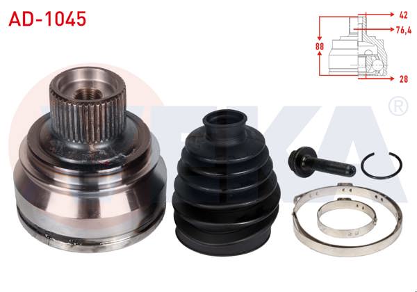 VEKA AD-1045 | Aks Kafası Sol-Sağ On Dıs Audi A4 (8K2,B8) 2.0 TFSI 42X28x76,40 Uzunluk 88mm 2007-2015