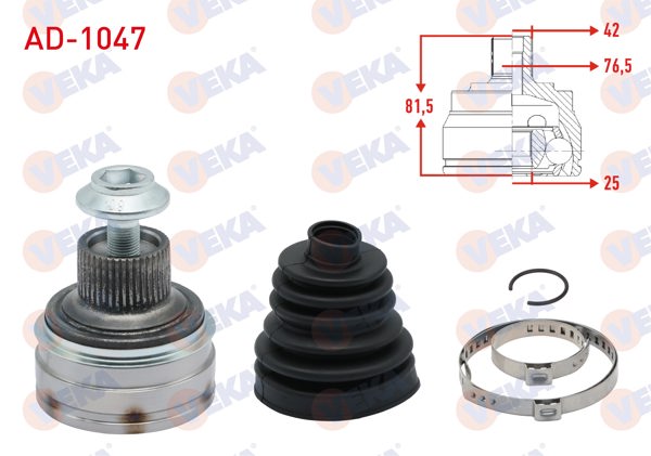 VEKA AD-1047 | Aks Kafası Sol-Sağ On Dıs Audi A4 (8K2,B8) 2.0 TDI 42X25x76,5 Uzunluk 81,5 mm 2007-2015