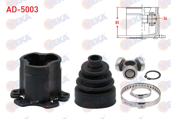 VEKA AD-5003 | Aks Kafası Sol-Sağ On Ic 34X85 Uzunluk 85mm A4 1.8 T-2.0-1.9 TDI-2.5 TDI 00-04 / A4 1.8 T-2.0 TFSI-2.0 TDI-1.9 TDI 04-08 / A6 2.0 TFSI-2.0 TDI-3.0 TDI-3.0 TFSI-2.4-2.7 TDI 04-11 / A8 4.2-3.0 TDI 03-10