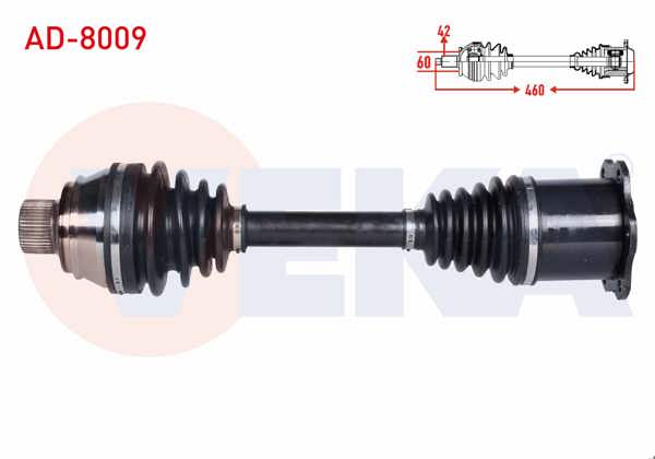 VEKA AD-8009 | Komple Aks Sol-Sağ On Audi A4 (8K2,B8) 2.0 TDI A-T Uzunluk 460mm 2007-2015