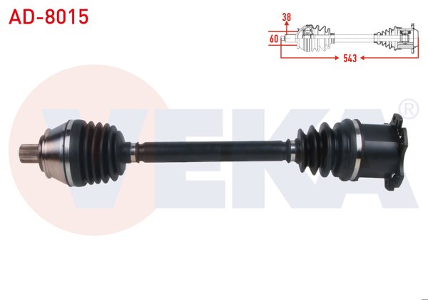 VEKA AD-8015 | Komple Aks Sol Ön Uzunluk 543mm Audi A6 (4F2,C6) 2.0 TDI A-T 2004-2011 / A8 (4E_) 3.0 TDI A-T 2003-2011