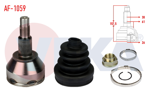 VEKA AF-1059 | Aks Kafası Sol-Sağ On Dıs Alfa Romeo 159 (939) 1.9 Jtdm 30X26x61 Uzunluk 157,5mm 2006-2011