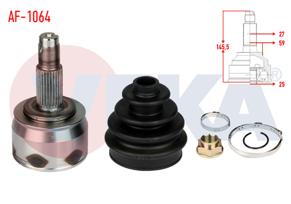 VEKA AF-1064 | Aks Kafası Sol-Sağ On Dıs Alfa Romeo Giulietta (940) 1.4 Tb 27X25x59 Uzunluk 145,5mm 2010 -